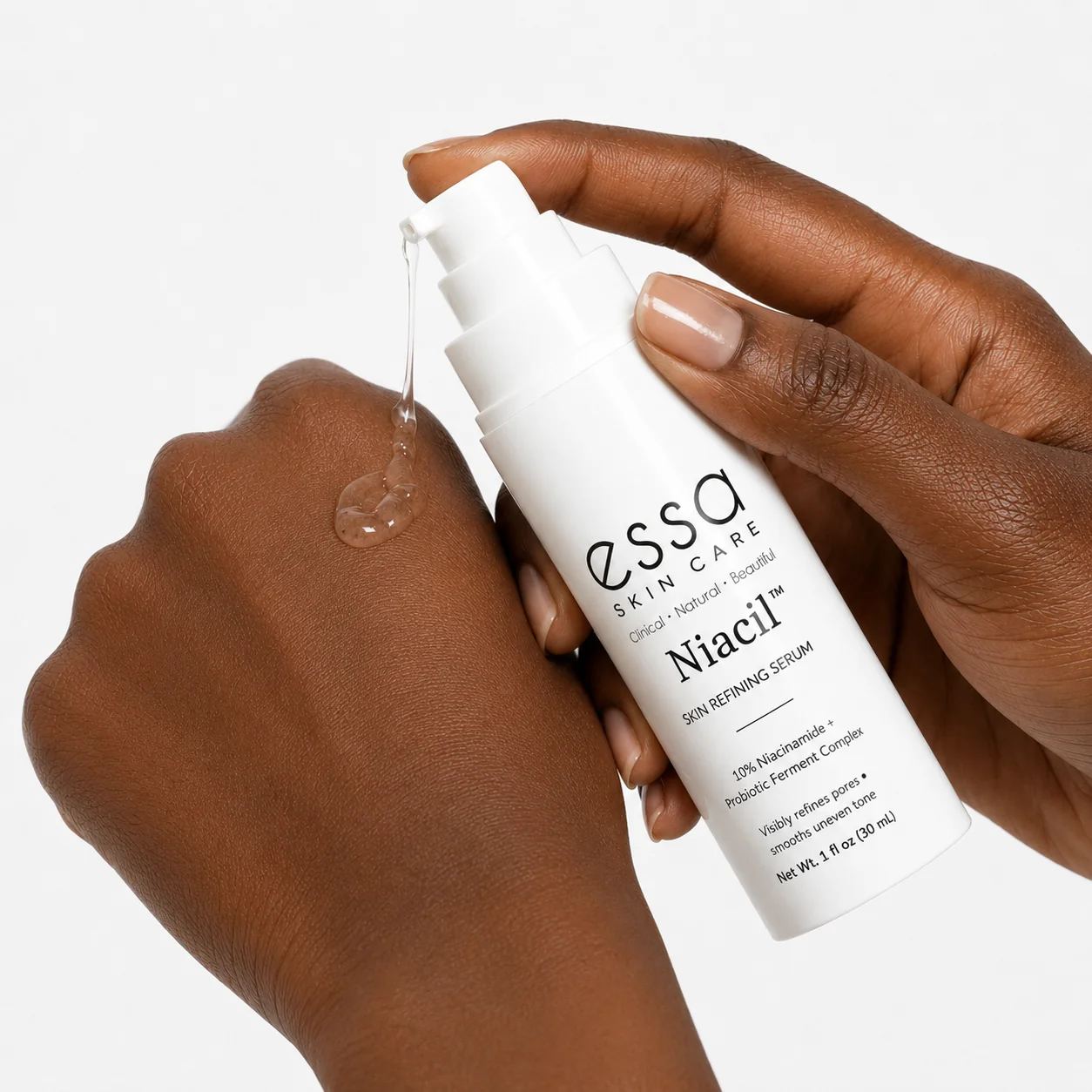 Niacil serum texture on hand